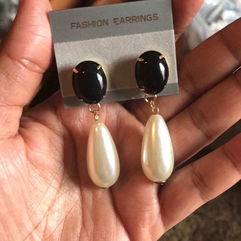 Black and Cream earrings